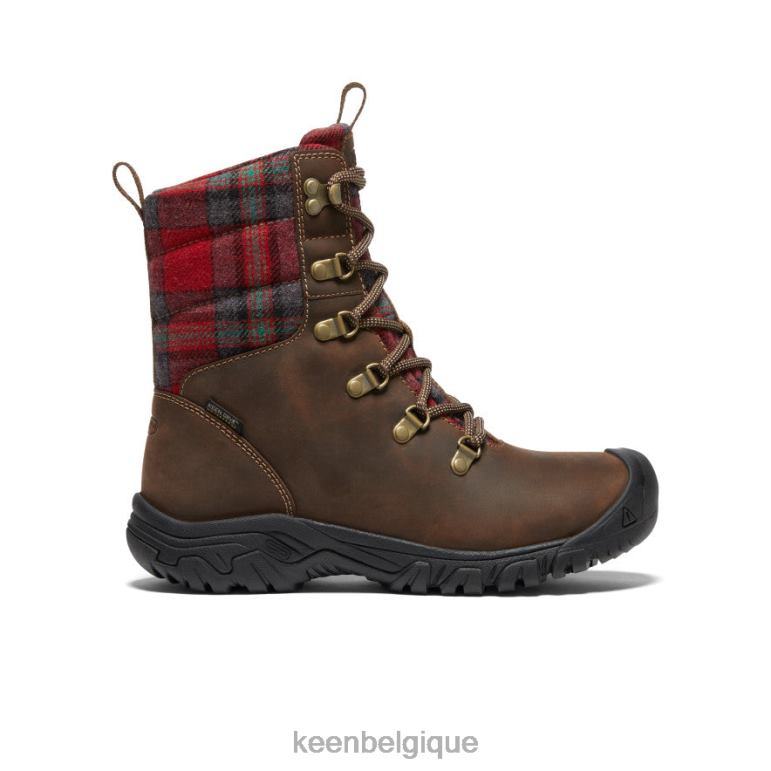 KEEN botte imperméable Greta femmes carreaux marron foncé/rouge chaussure 80R62692